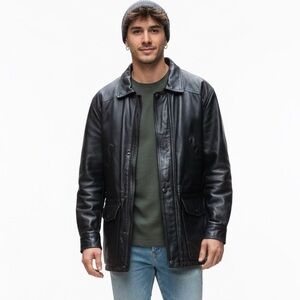 Vintage Y2K Retreat Genuine Leather Insulated Jacket Mens Size M